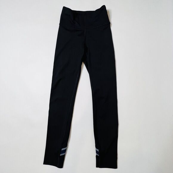 Lululemon Run Crew Tight Size 2 28" Black / True Navy / Steam Blue Striped Nulux - Picture 5 of 12